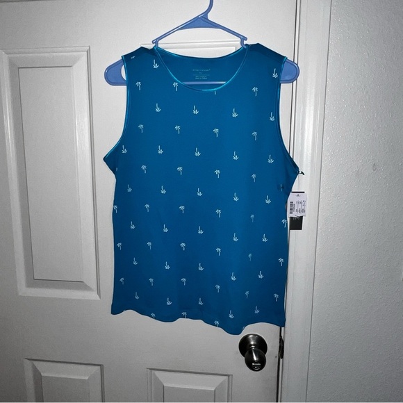 CJ Banks Basic Stretch Lightweight Sleeveless Blue Cactus Tank Top Size PL NWT - Picture 1 of 7